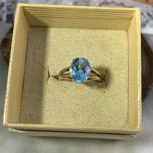 VINTAGE STERLING SILVER BLUE TOPAZ RING SIZE 9
